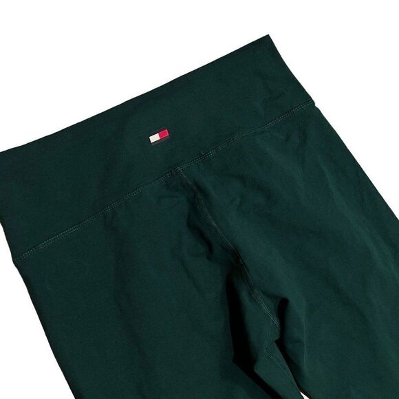Tommy Hilfiger Leggings Women’s L‎ Green Crop Collegiate Logo High Waist Crest - Picture 9 of 10